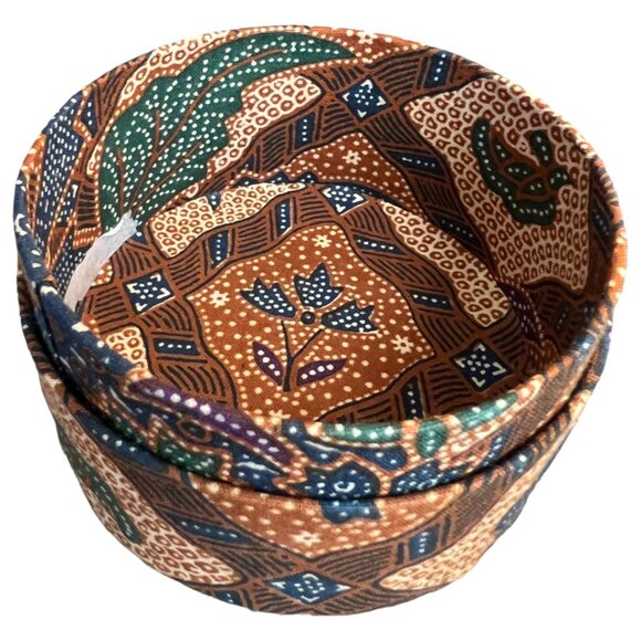 Vtg 1970s Set 12 COASTERS Boho / MCM Batik Fiber Coasters with Lidded Box 3.5" - Picture 13 of 16